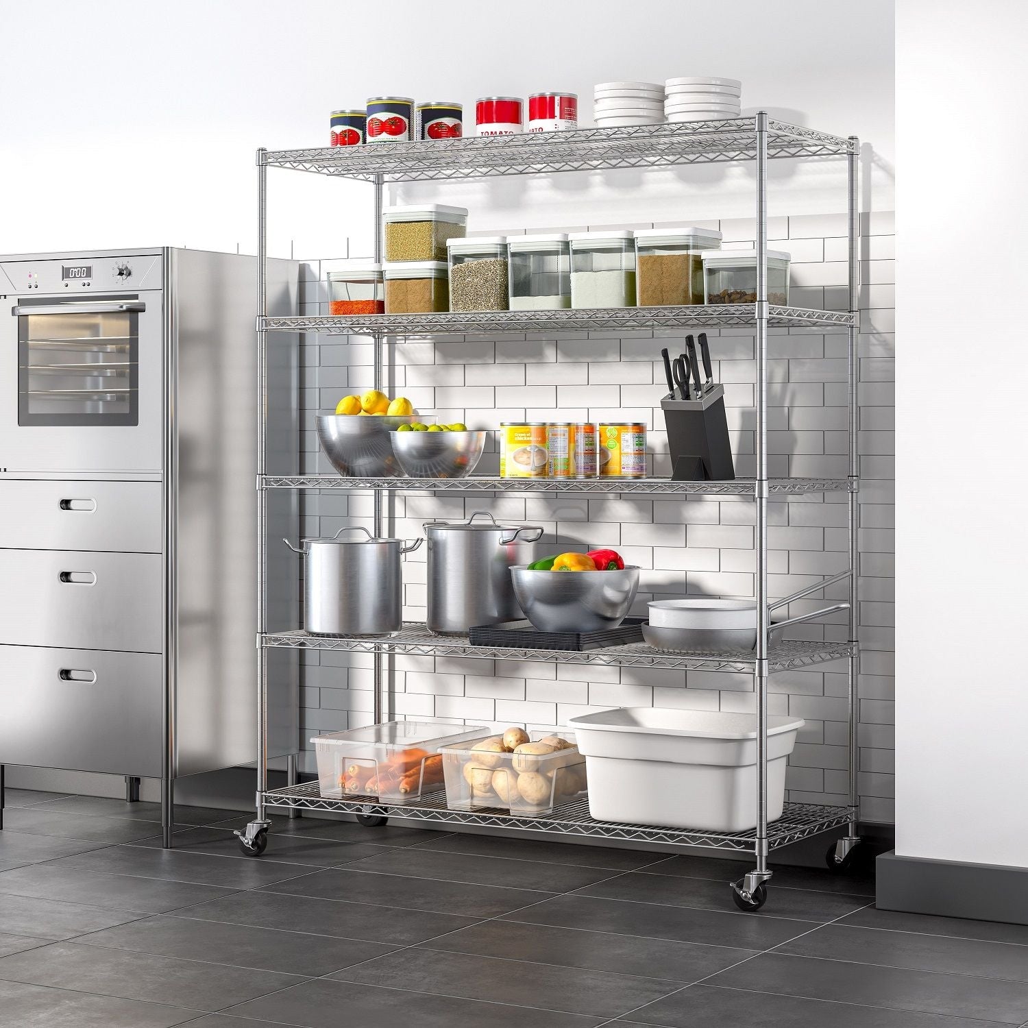 Vancouver Classics 5-Tier Steel Shelving Rack, 60-in x 24-in x 72-in