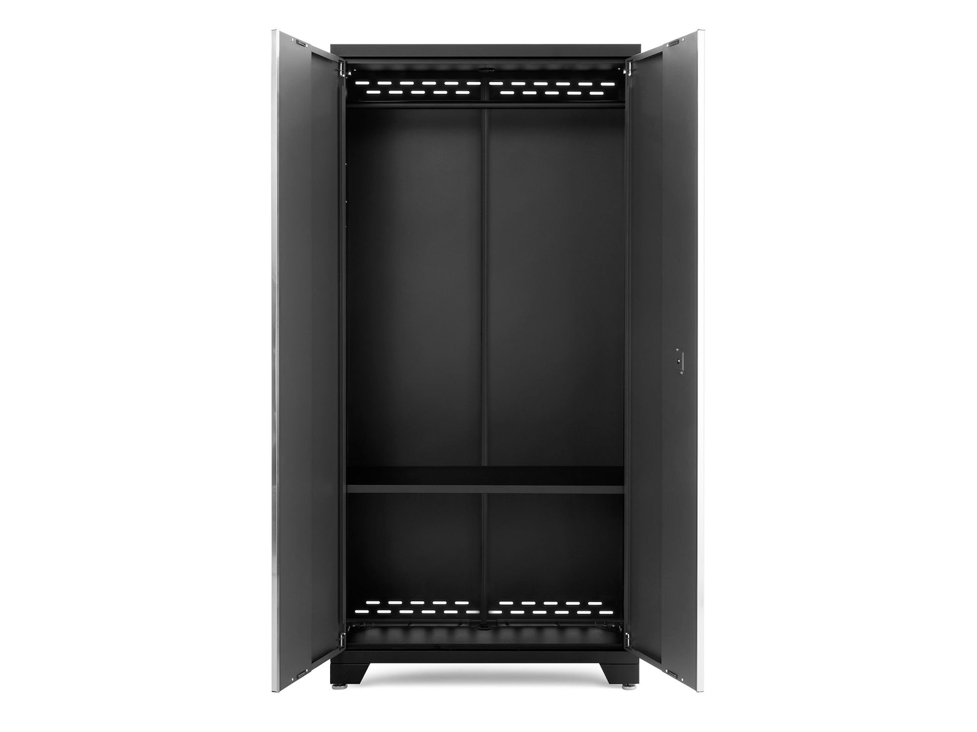 NewAge Bold Series Lockable 24-Gauge Steel RTA Storage Locker with 3 Shelves, Grey/Black, 36-in