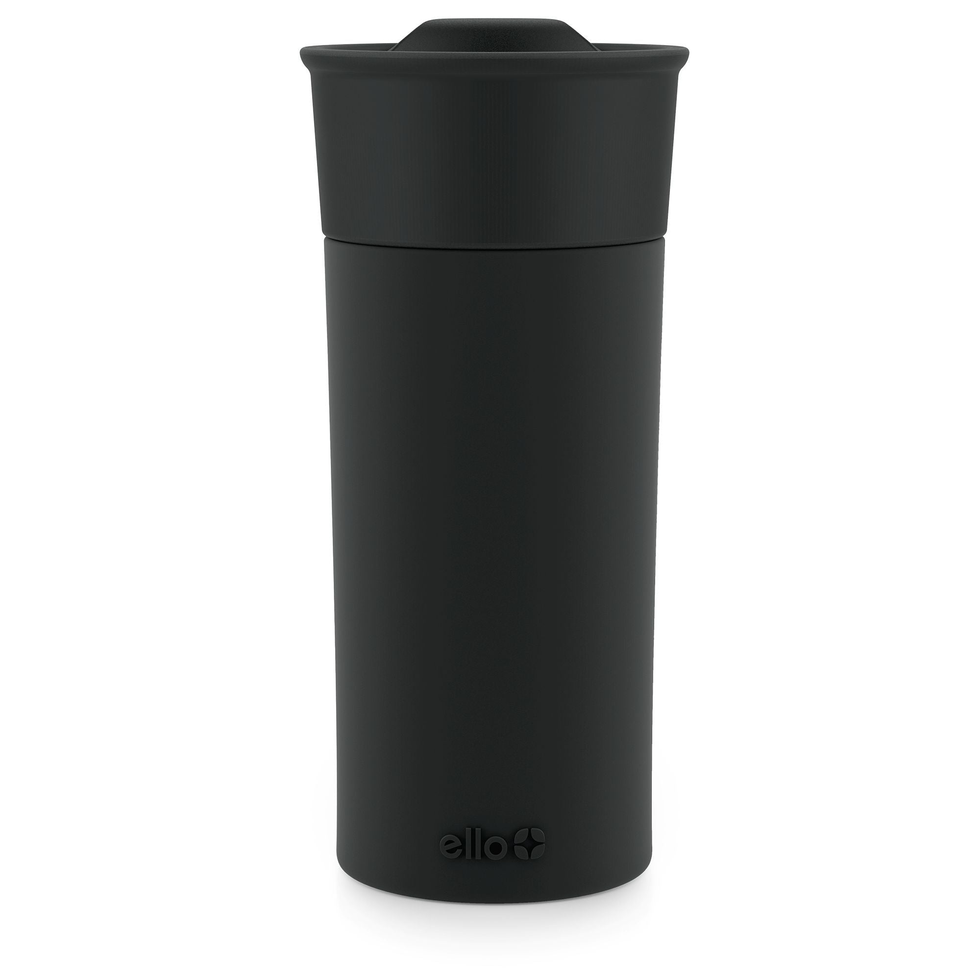 ello Ogden Ceramic Travel Mug, 16-oz, Black, with Silicone Insulated Sleeve