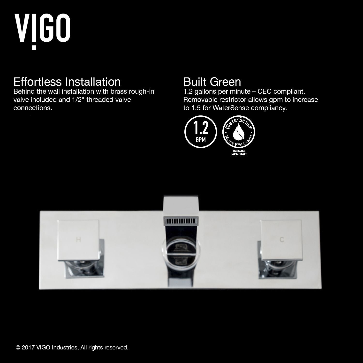 VIGO Titus Wall Mount Dual Handle Bathroom Sink Faucet, Eco-Friendly 1.2 GPM Flow Rate, Chrome