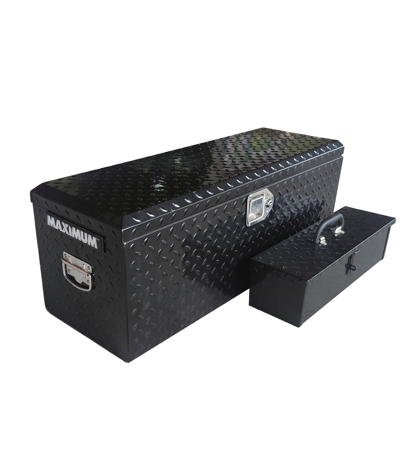 MAXIMUM Truck Chest Box with Portable Tool Box, Black, 35.5-in