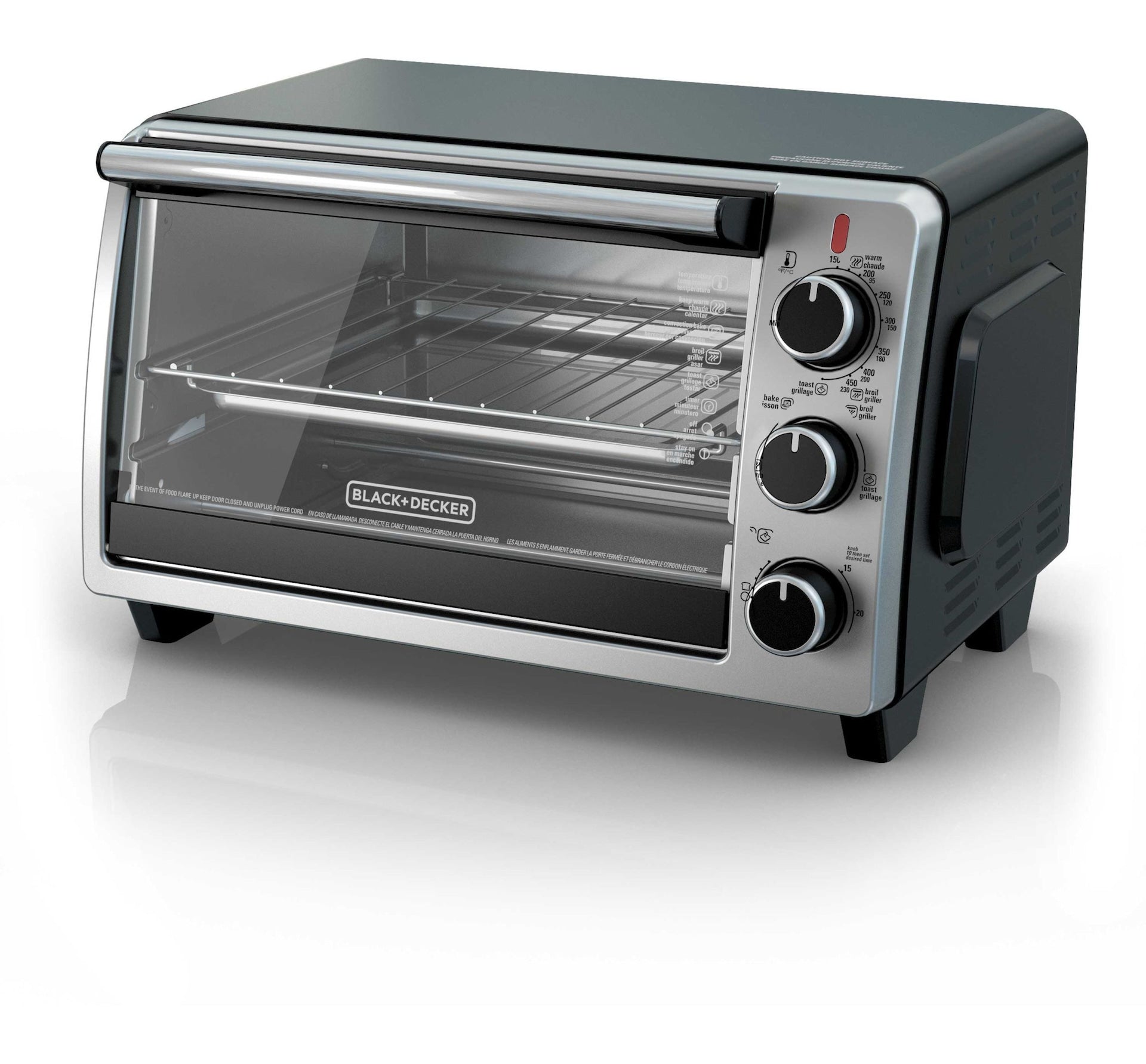 Black & Decker Toaster Oven with 4 Functions, Stainless Steel, 6-Slices