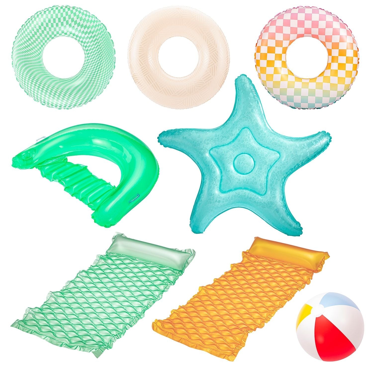 Funsicle Party Pack Pool Loungers with Inflation Tool, 9-pc