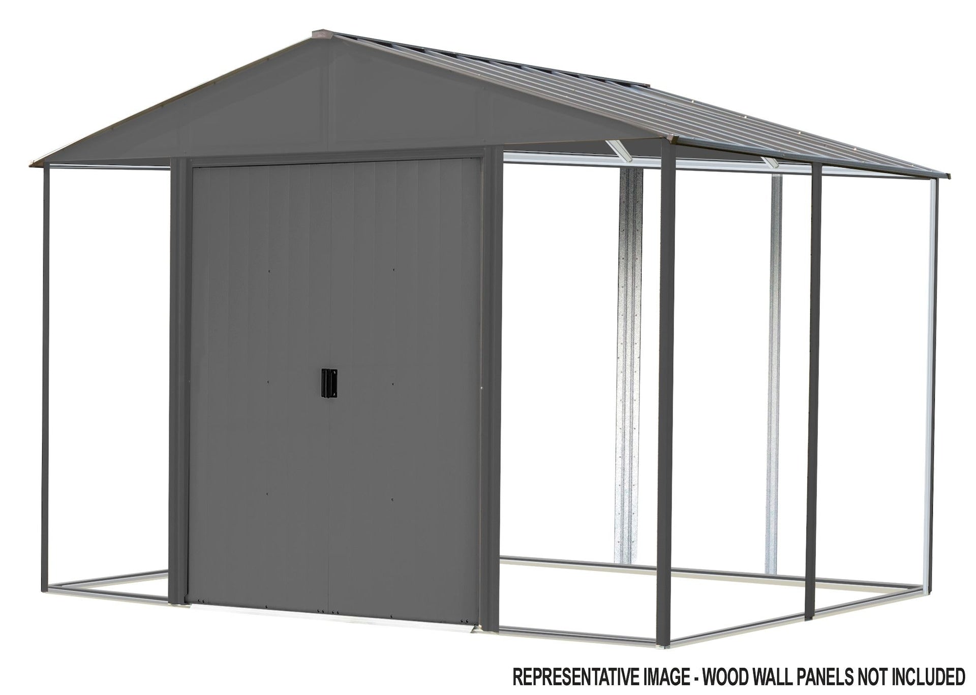 Arrow Ironwood Steel Hybrid Shed Kit, Anthracite, 8-ft x 8-ft