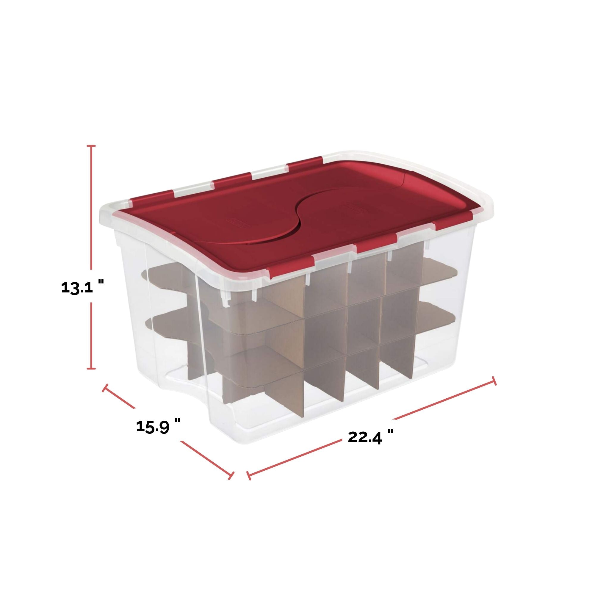 Sterilite Transparent Ornament Storage Box with Flip-top Lid, 45-L