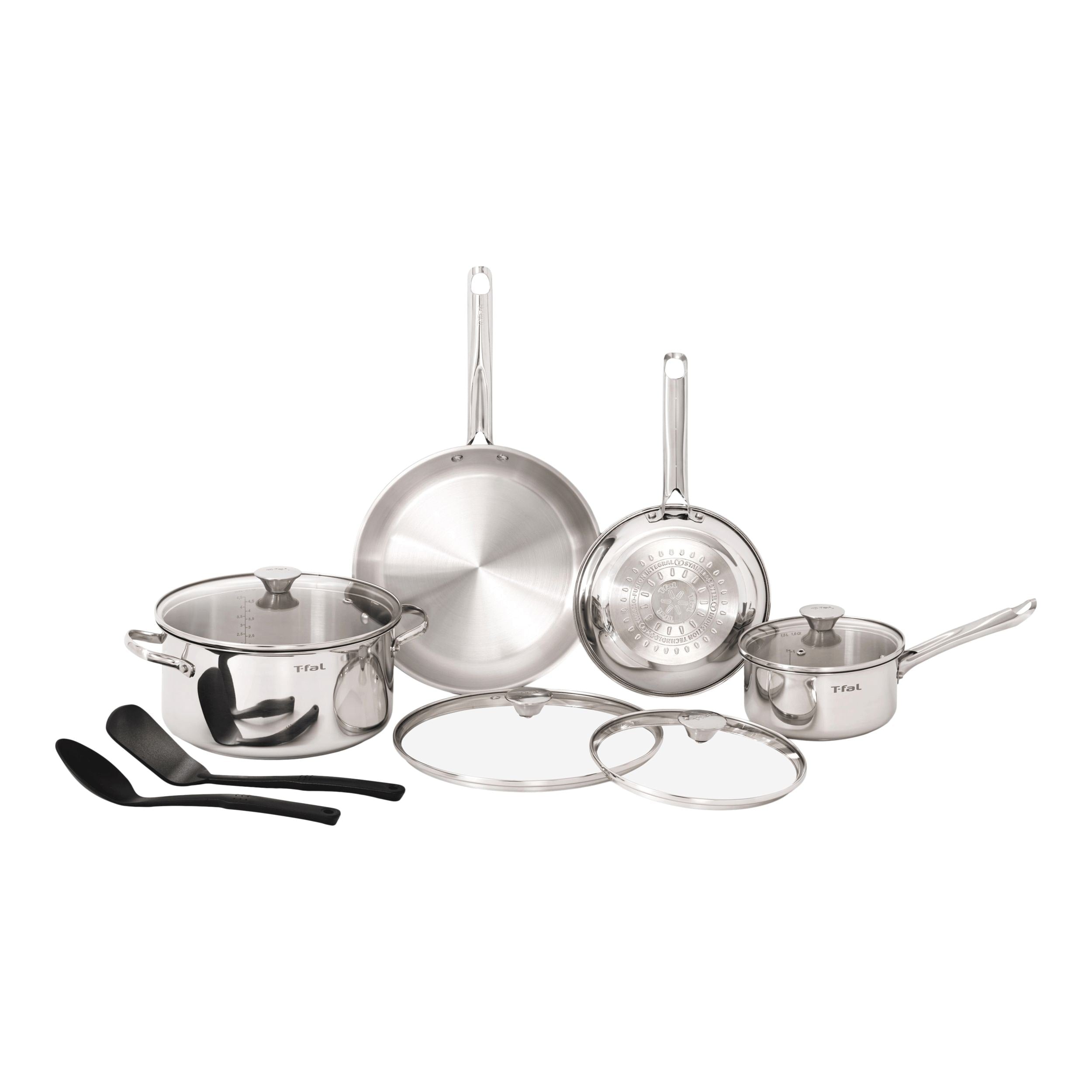 T-Fal Viva Stainless Steel Cookware Set, Dishwasher & Oven Safe, Pots and Pans Set, 10-pc