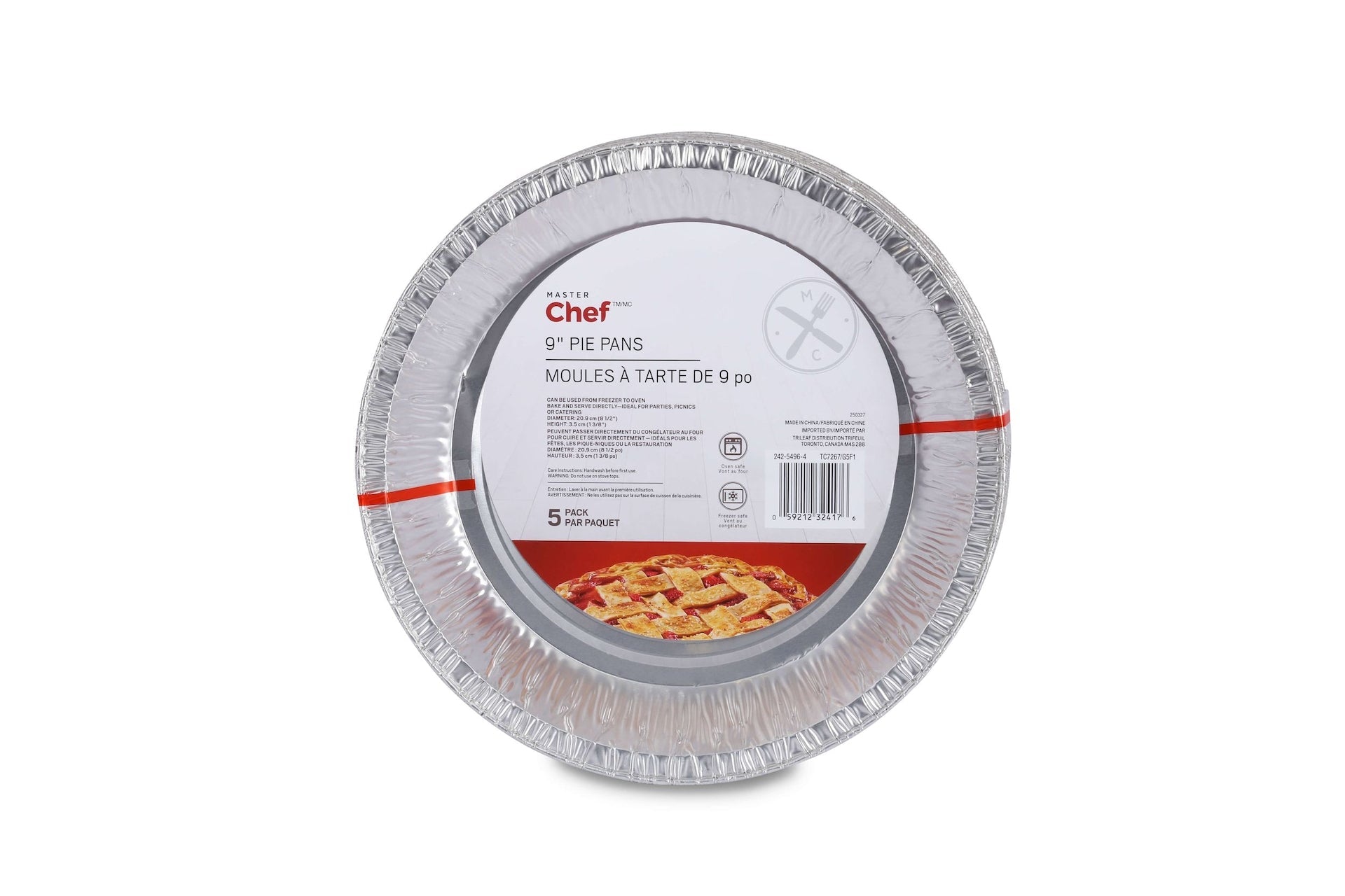 Master Chef Disposable Deep Pie Pan, 9-in, 5-pk