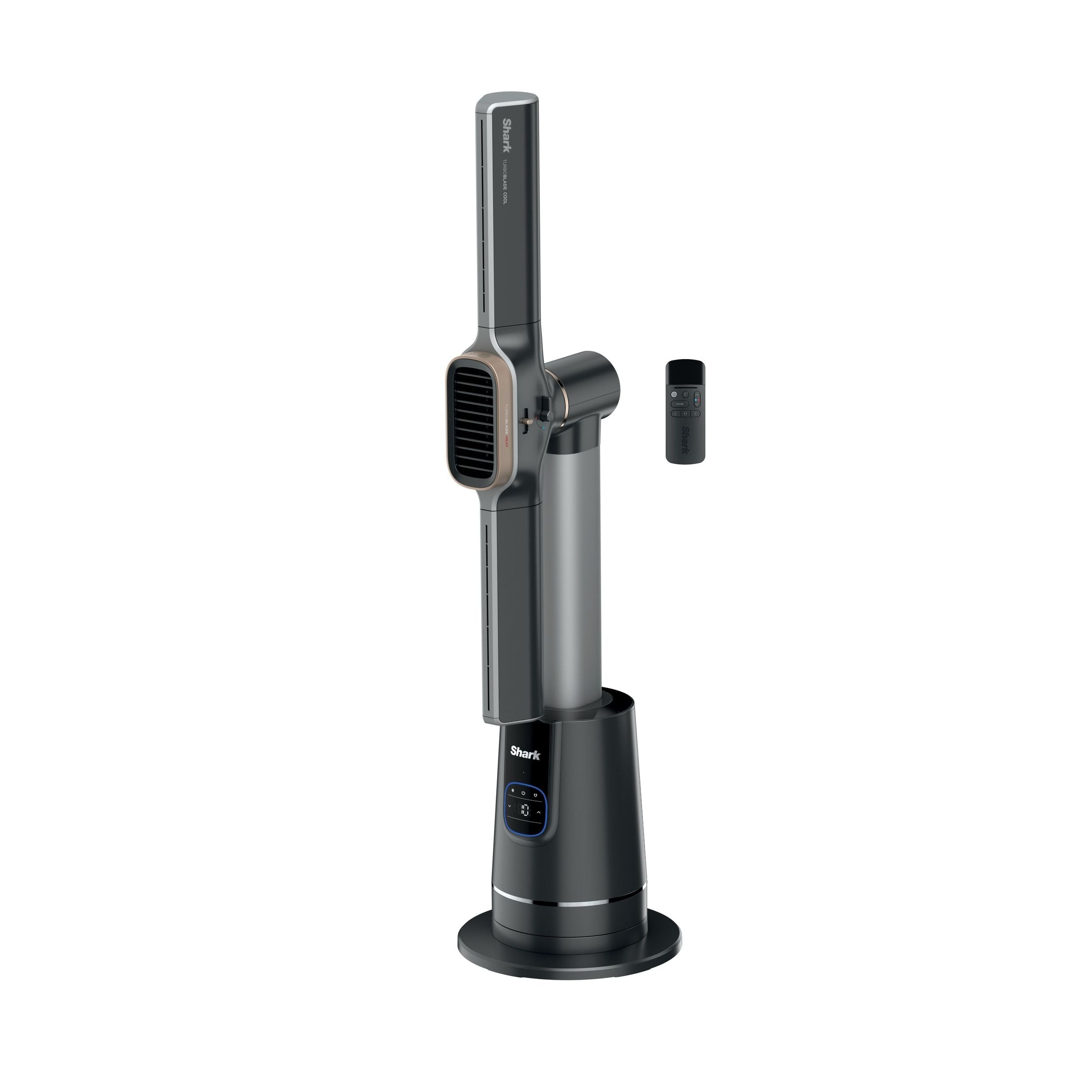 Shark TurboBlade Cool + Heat Oscillating Tower, 2-in-1 Bladeless Fan & Heater, with Remote Control, Black