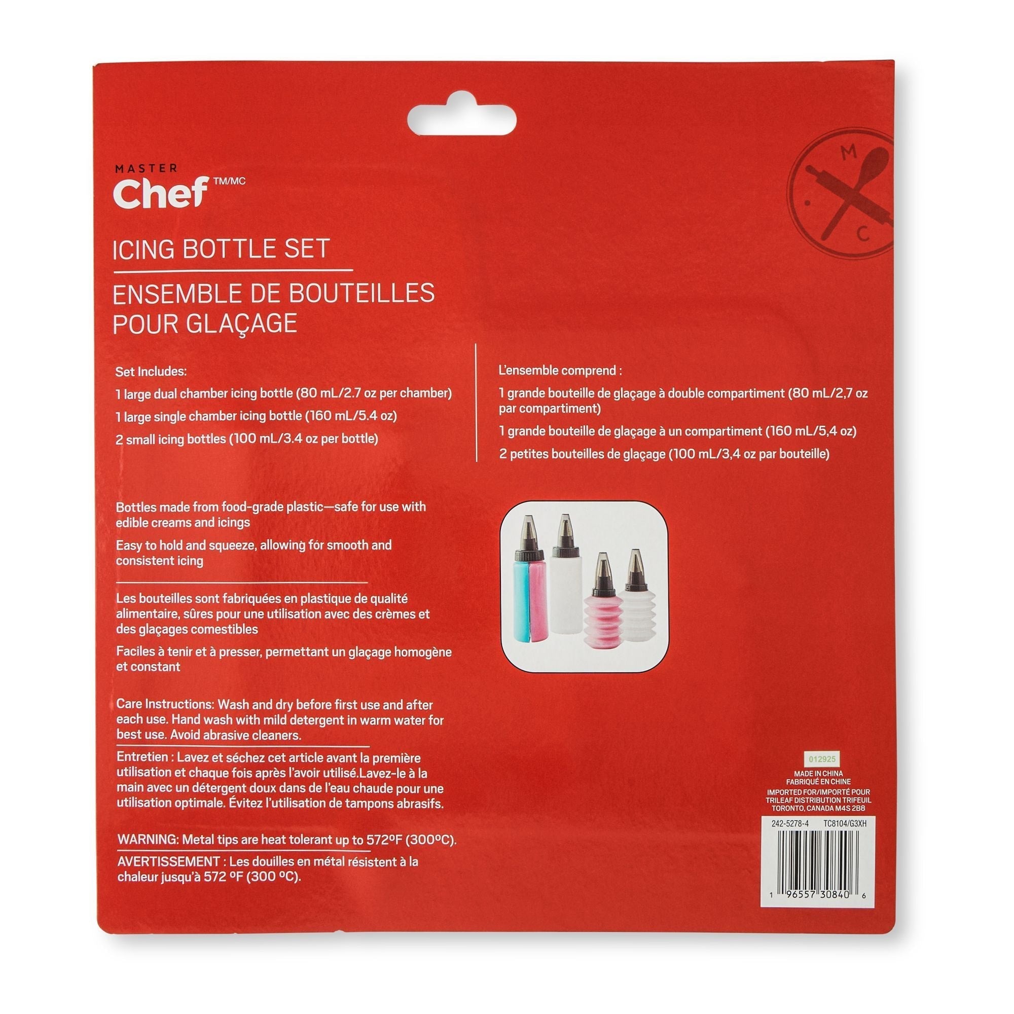 Master Chef Icing Bottle Set with 4 Different Tips, 4-pc