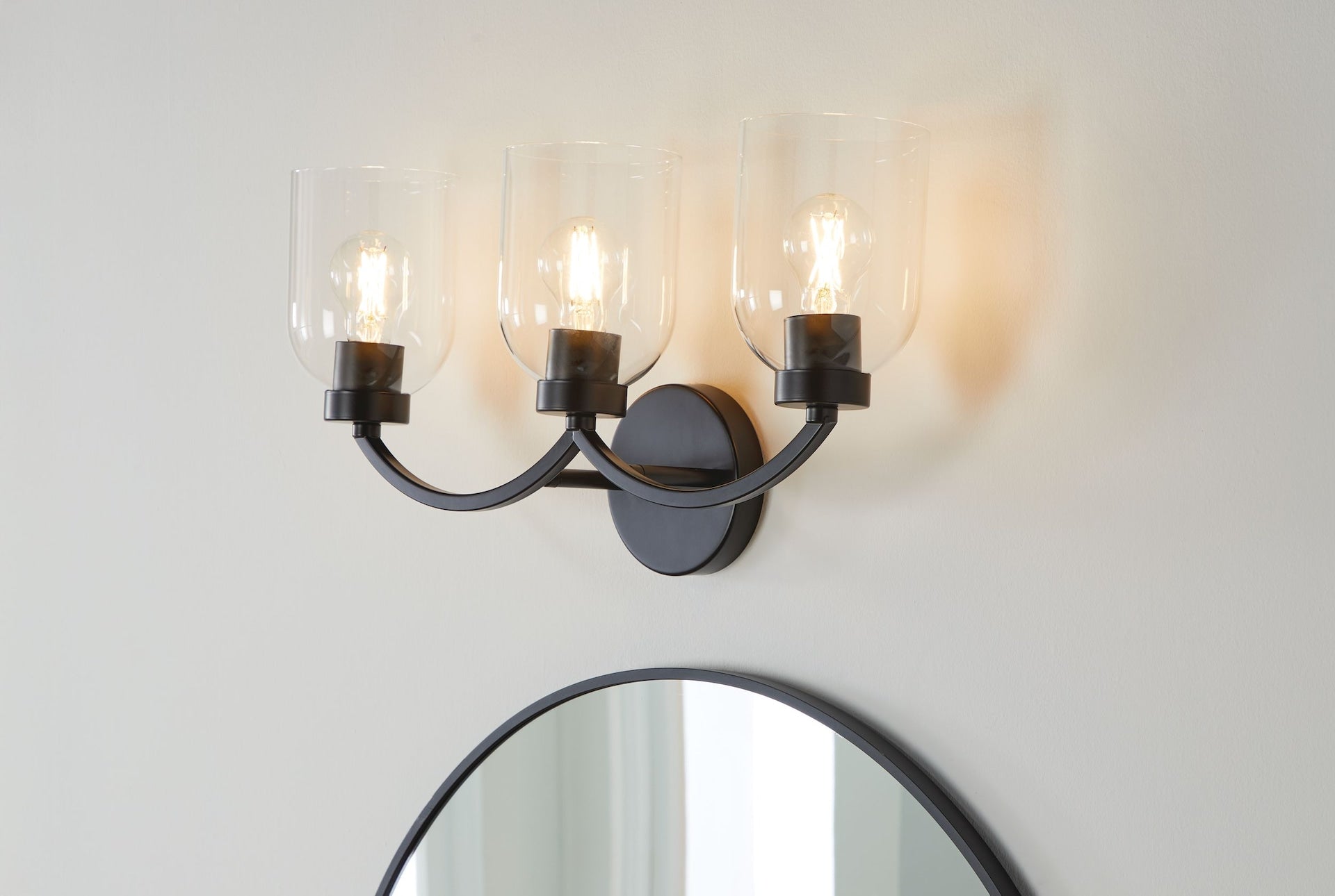 Canvas Bentbrook 3-Light Vanity with Glass Shade, Black